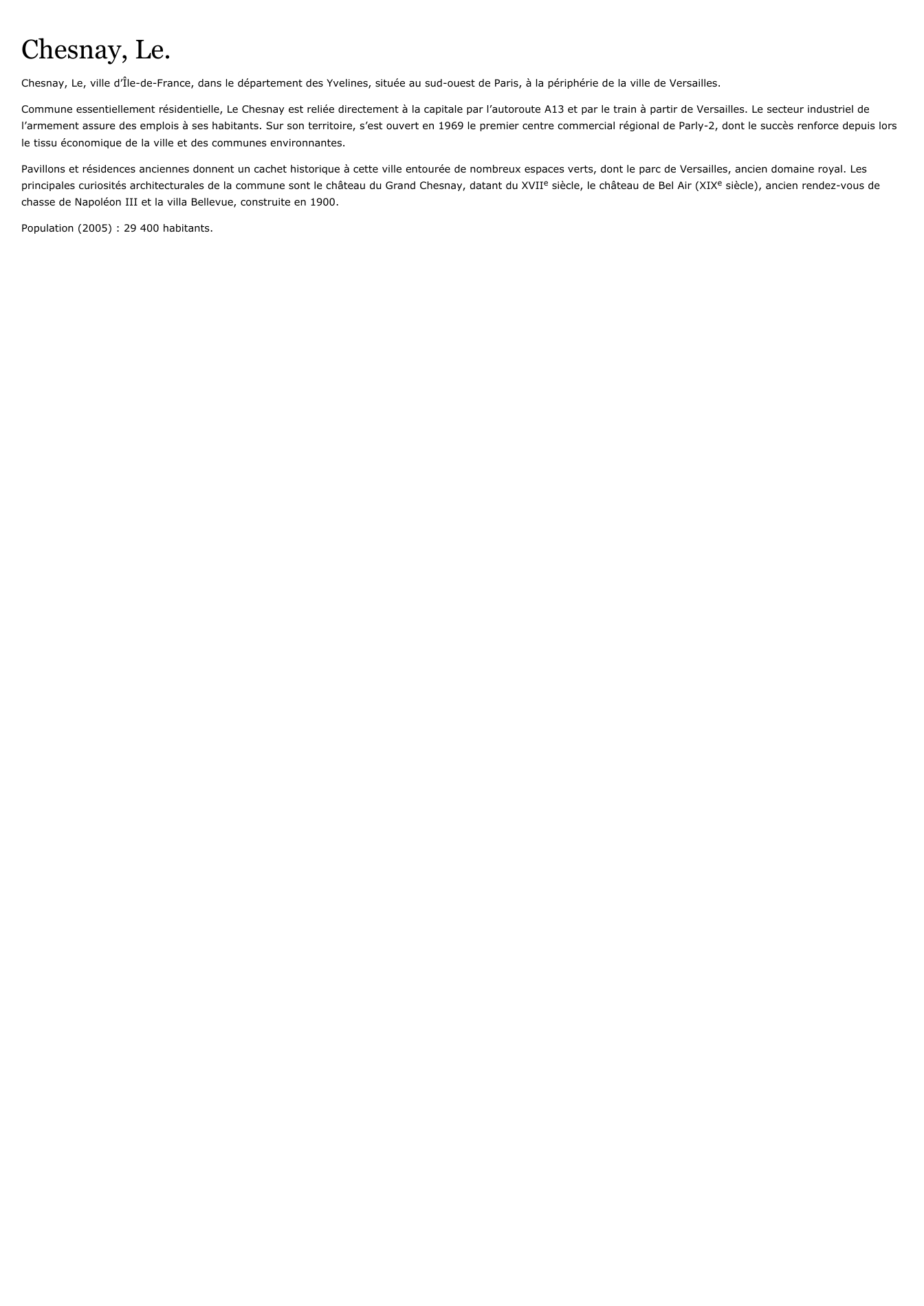 Prévisualisation du document Chesnay, Le.