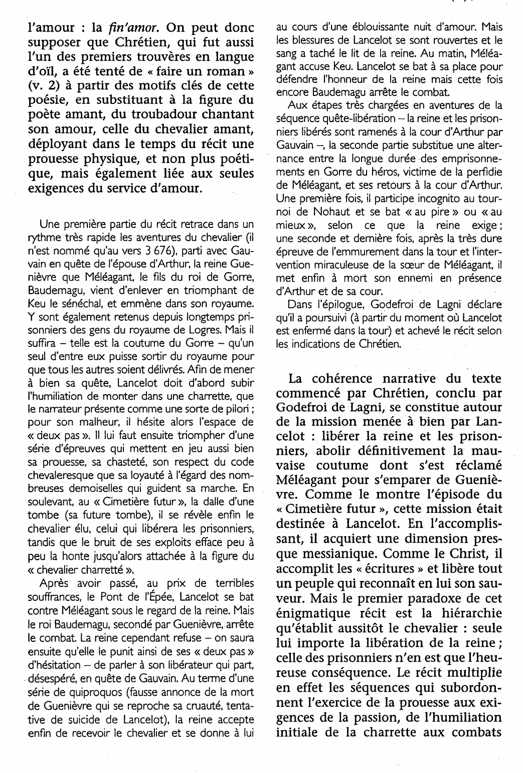Prévisualisation du document Chevalier de la charrette (le) ou LANCELOT. Roman de Chrétien de Troyes (analyse détaillée)
