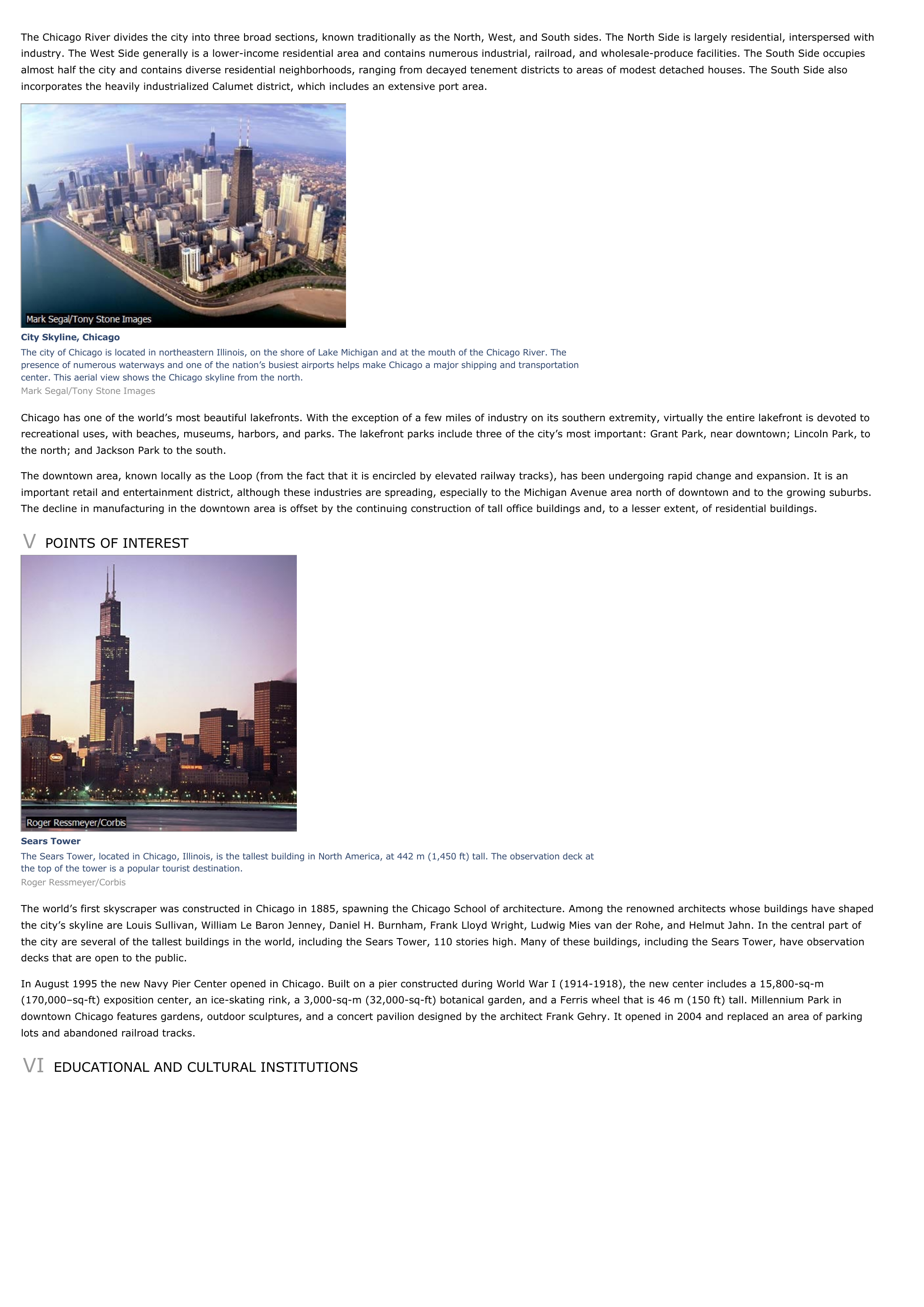 Prévisualisation du document Chicago (city, Illinois) - geography.