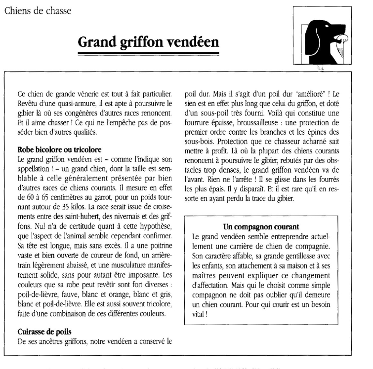 Prévisualisation du document Chiens de chasse:Grand griffon vendéen.