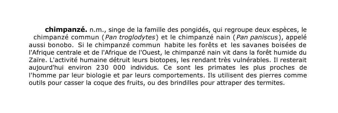 Prévisualisation du document CHIMPANZE