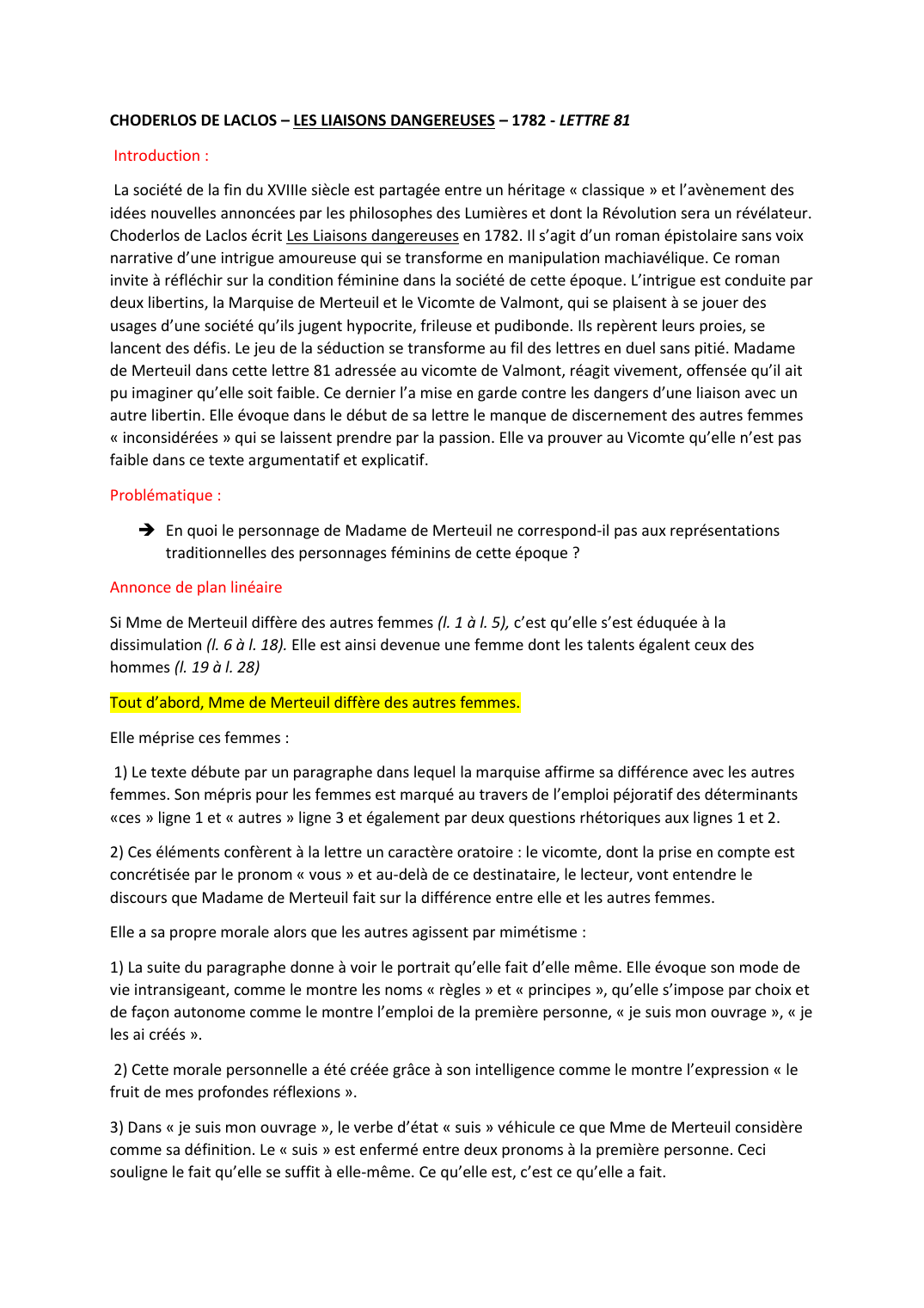 Prévisualisation du document CHODERLOS DE LACLOS – LES LIAISONS DANGEREUSES – 1782 - LETTRE 81