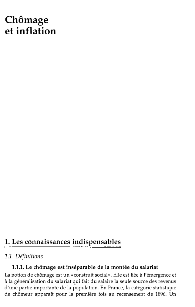 Prévisualisation du document Chômage
et inflation

1. Les connaissances indispensables
-

- -- -

---1

1.1. Définitions
1.1.1. Le chômage est inséparable de...