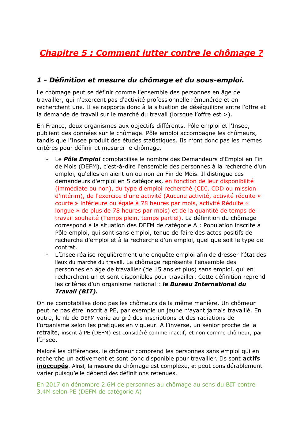 Prévisualisation du document CHOMAGE FICHE SES