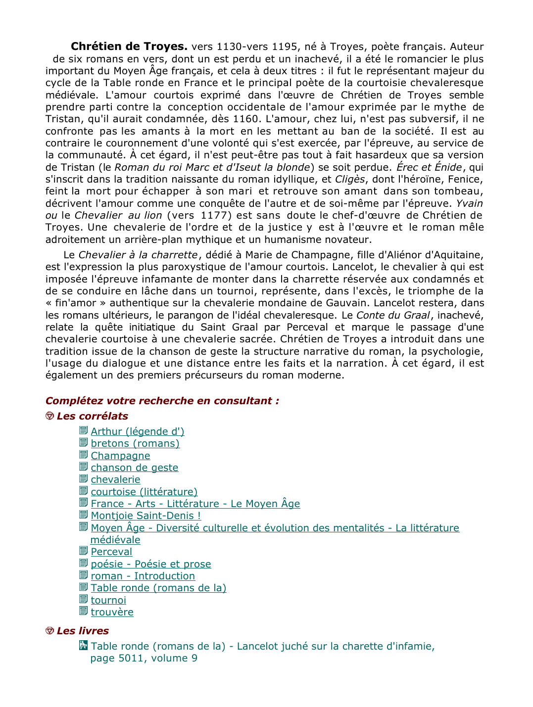 Prévisualisation du document 	CHRETIEN DE TROYES.