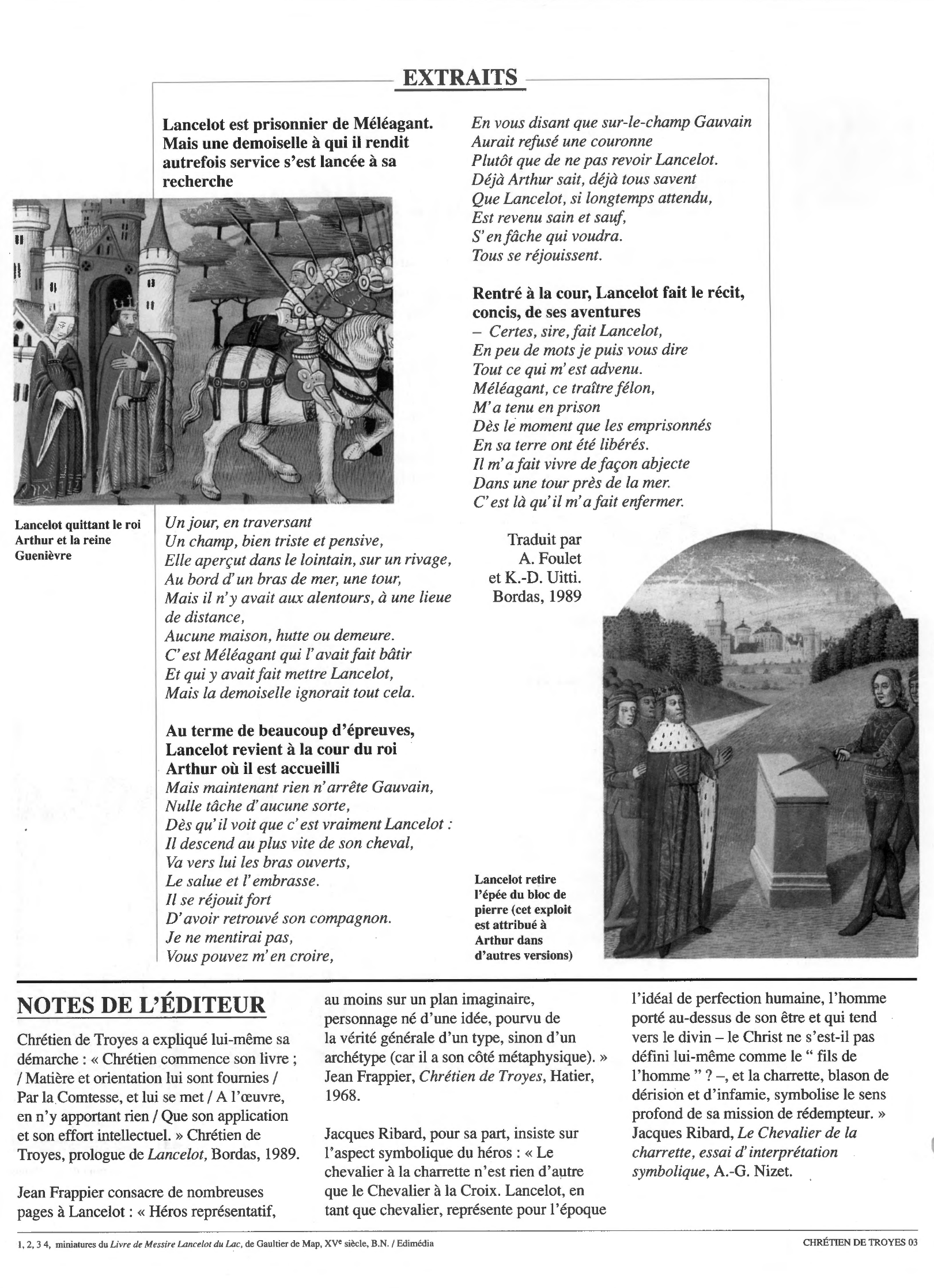 Prévisualisation du document CHRÉTIEN DE TROYES : Lancelot ou le Chevalier à la charrette