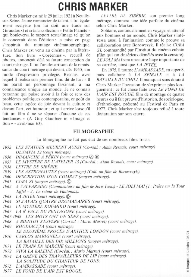 Prévisualisation du document CHRIS MARKER