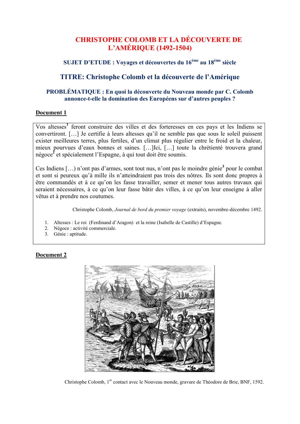 Prévisualisation du document CHRISTOPHE COLOMB ET LA DÉCOUVERTE DE L’AMÉRIQUE (1492-1504)