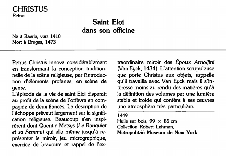 Prévisualisation du document CHRISTUSPetrus:Saint Eloidans son officine (analyse du tableau).