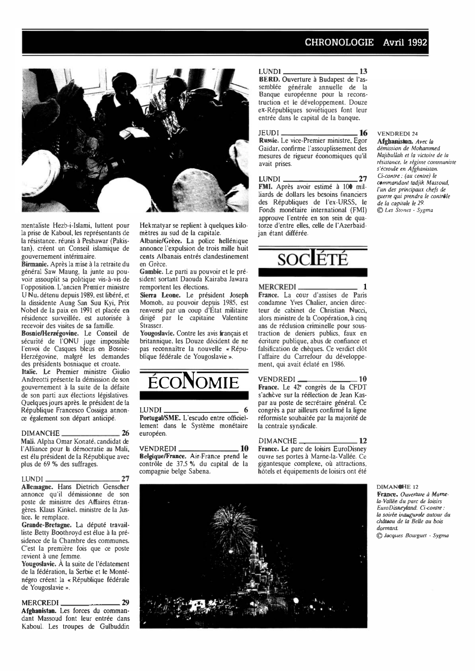 Prévisualisation du document CHRONOLOGIE Avril 1992 dans le monde (histoire chronologique)