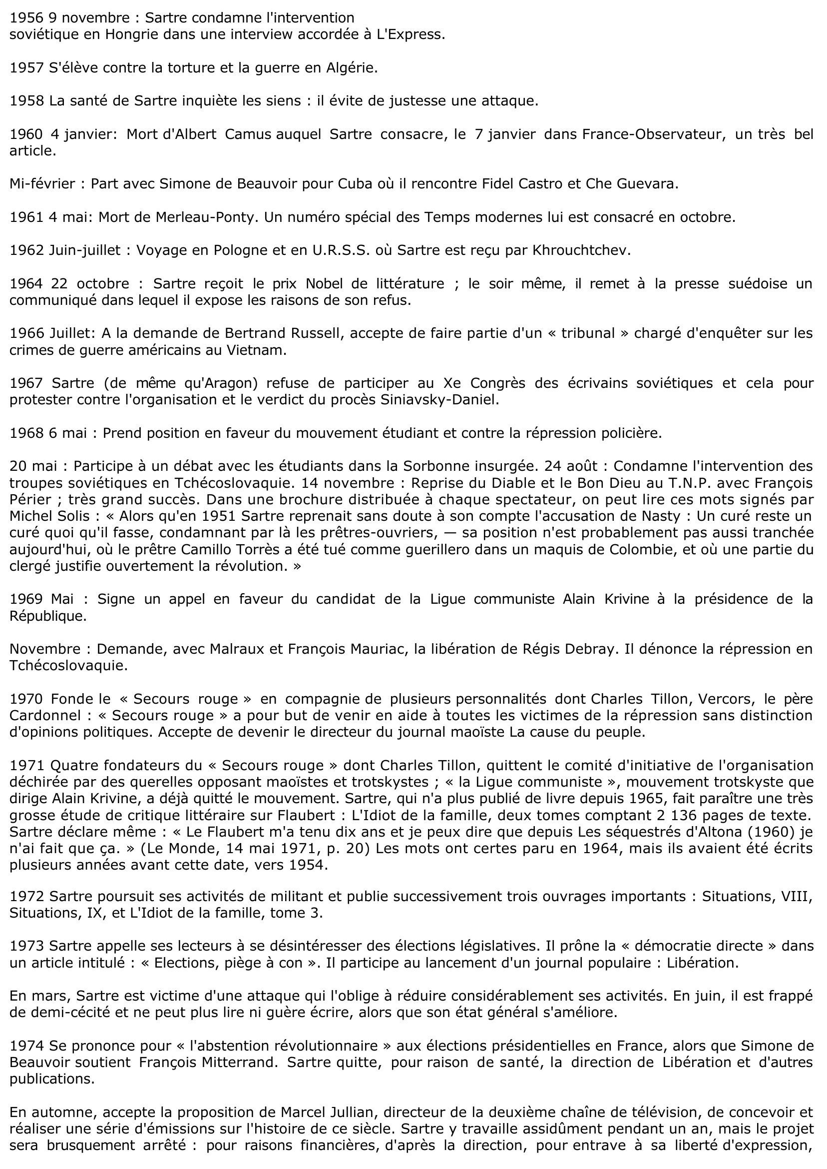 Prévisualisation du document CHRONOLOGIE BIOGRAPHIQUE DE SARTRE