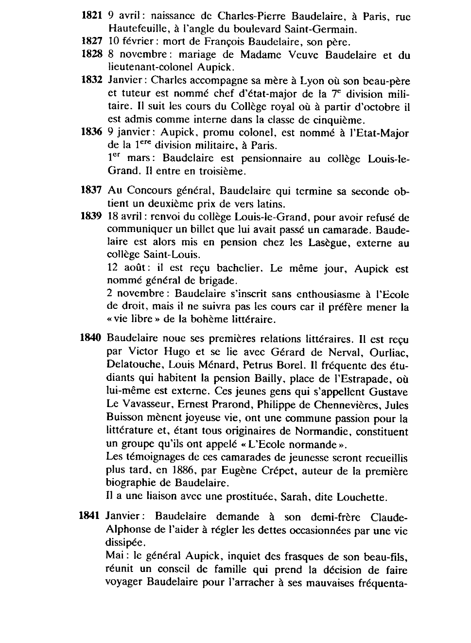 Prévisualisation du document Chronologie de Baudelaire