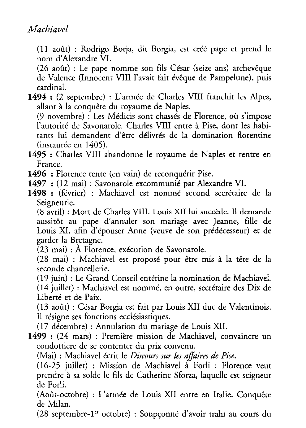 Prévisualisation du document Chronologie de la vie de Machiavel