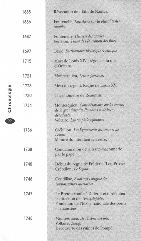 Prévisualisation du document Chronologie de Lumières (1685 - 1799)