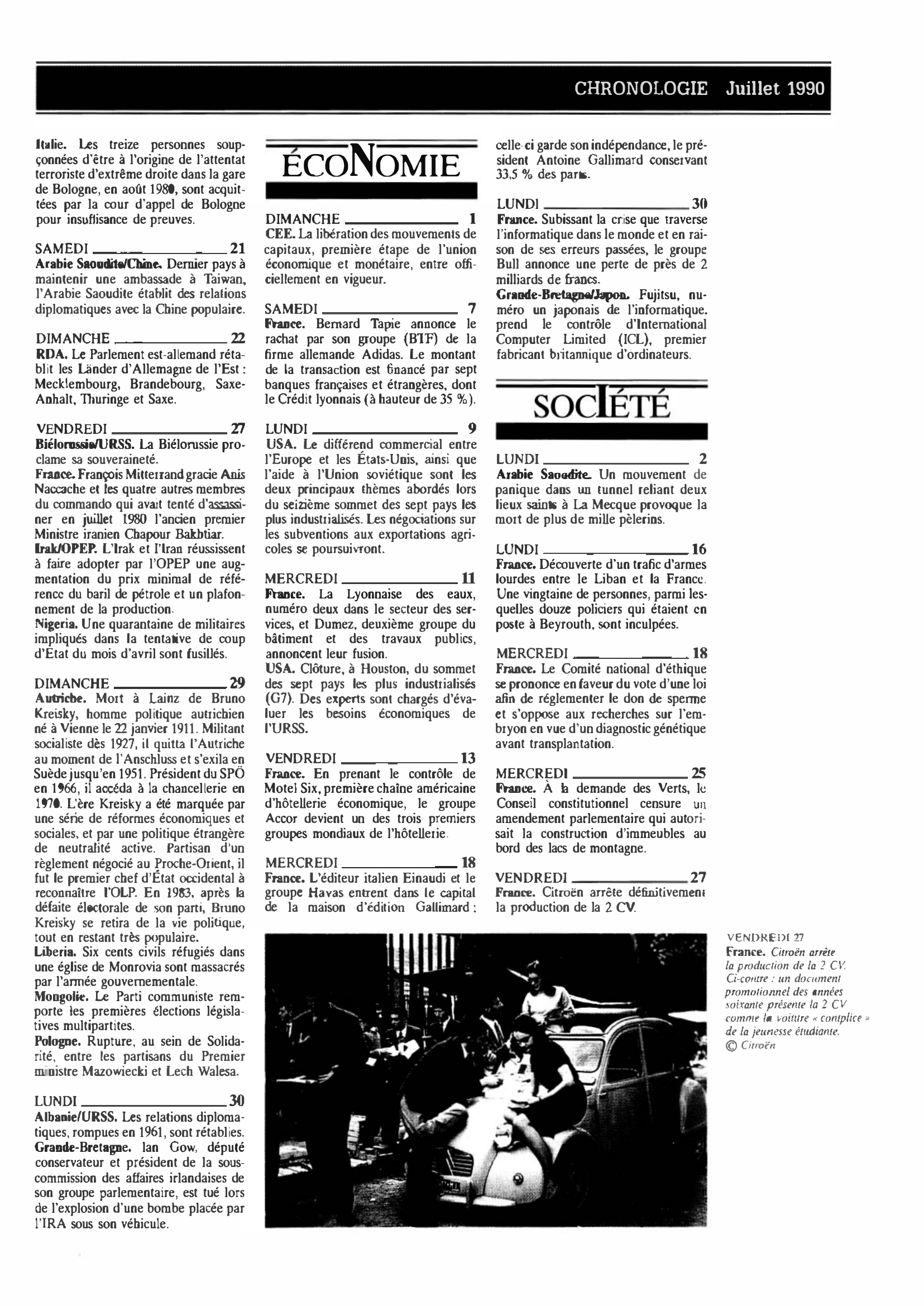 Prévisualisation du document CHRONOLOGIE Juillet 1990 dans le monde (histoire chronologique)