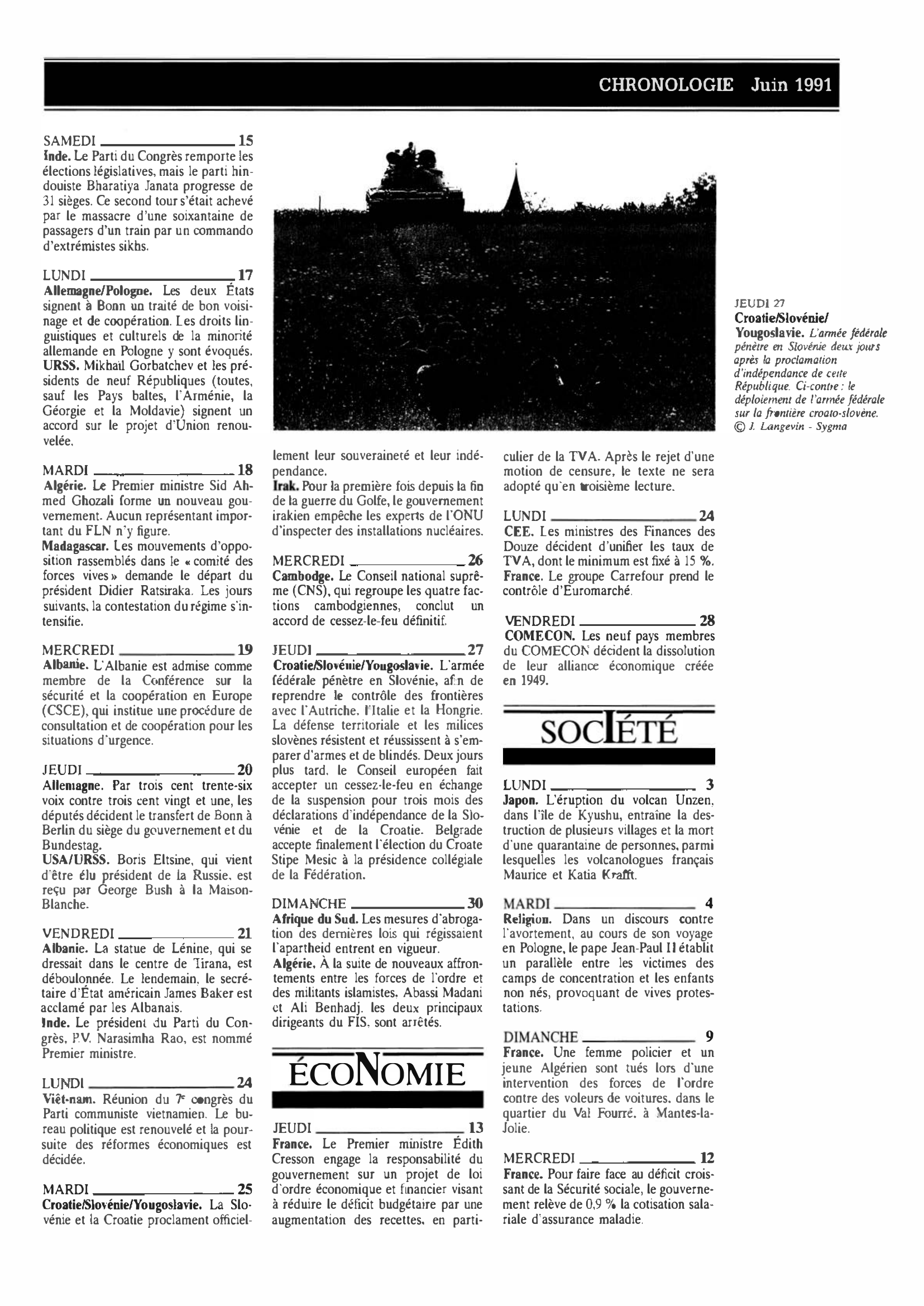 Prévisualisation du document CHRONOLOGIE Juin 1991 (Histoire chronologique)