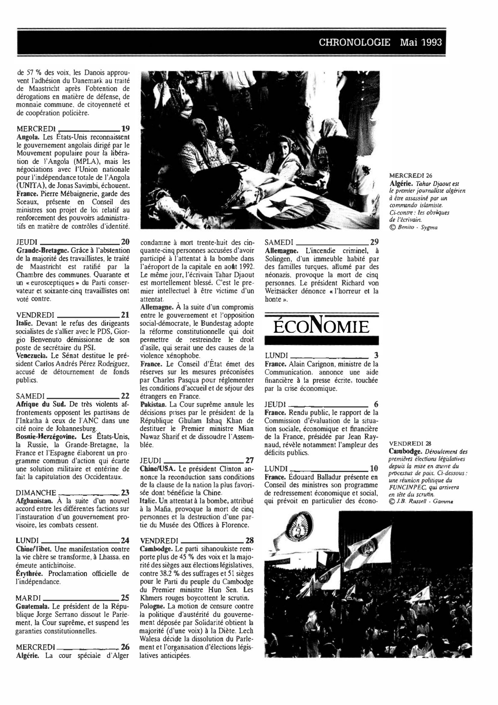 Prévisualisation du document CHRONOLOGIE Mai 1993 dans le monde (histoire chronologique)