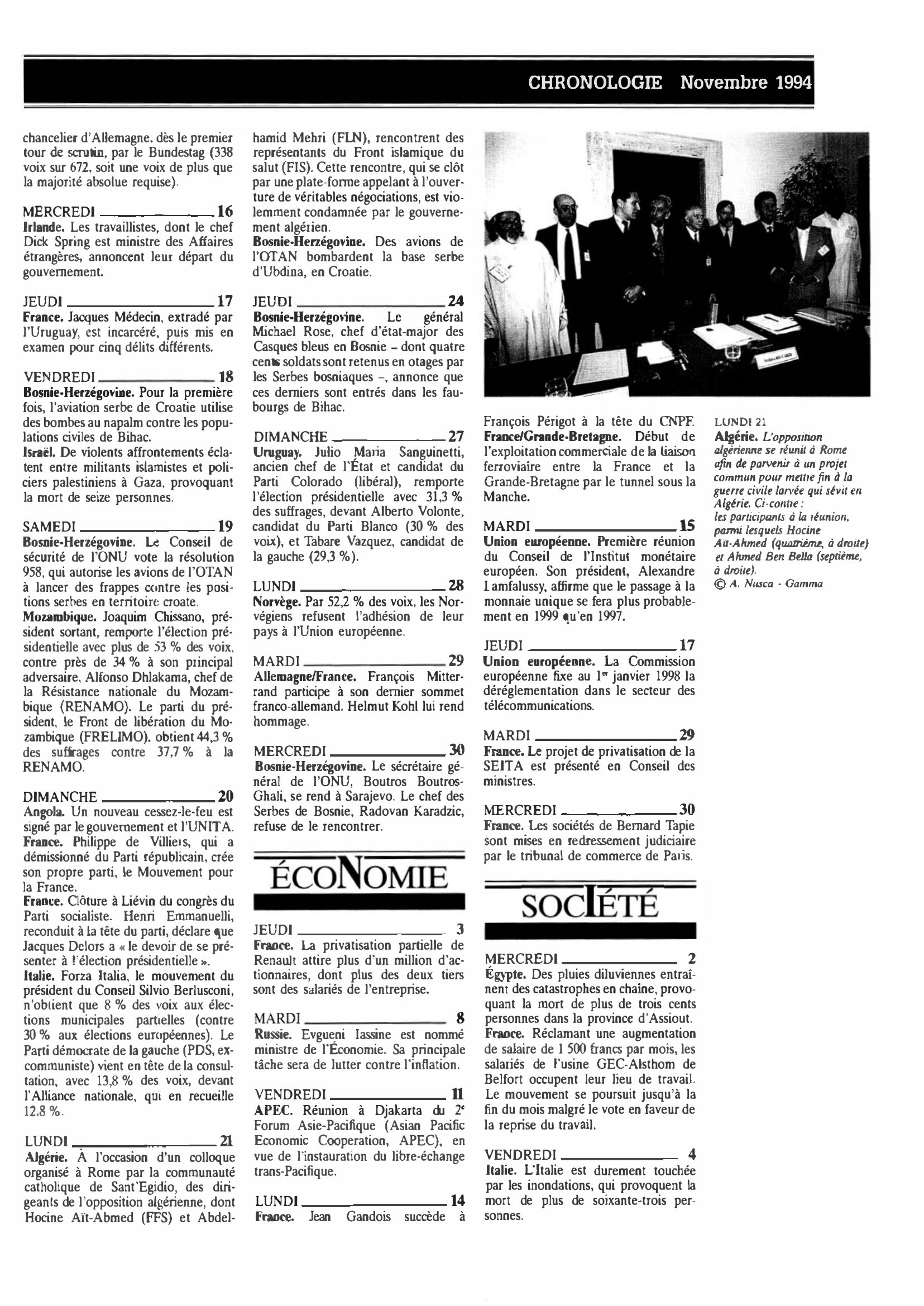 Prévisualisation du document CHRONOLOGIE Novembre 1994 dans le monde (histoire chronologique)