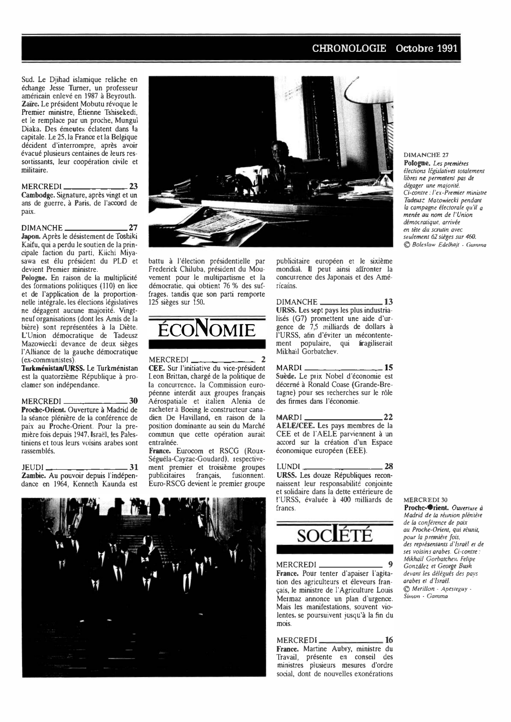 Prévisualisation du document CHRONOLOGIE Octobre 1991 dans le monde (histoire chronologique)