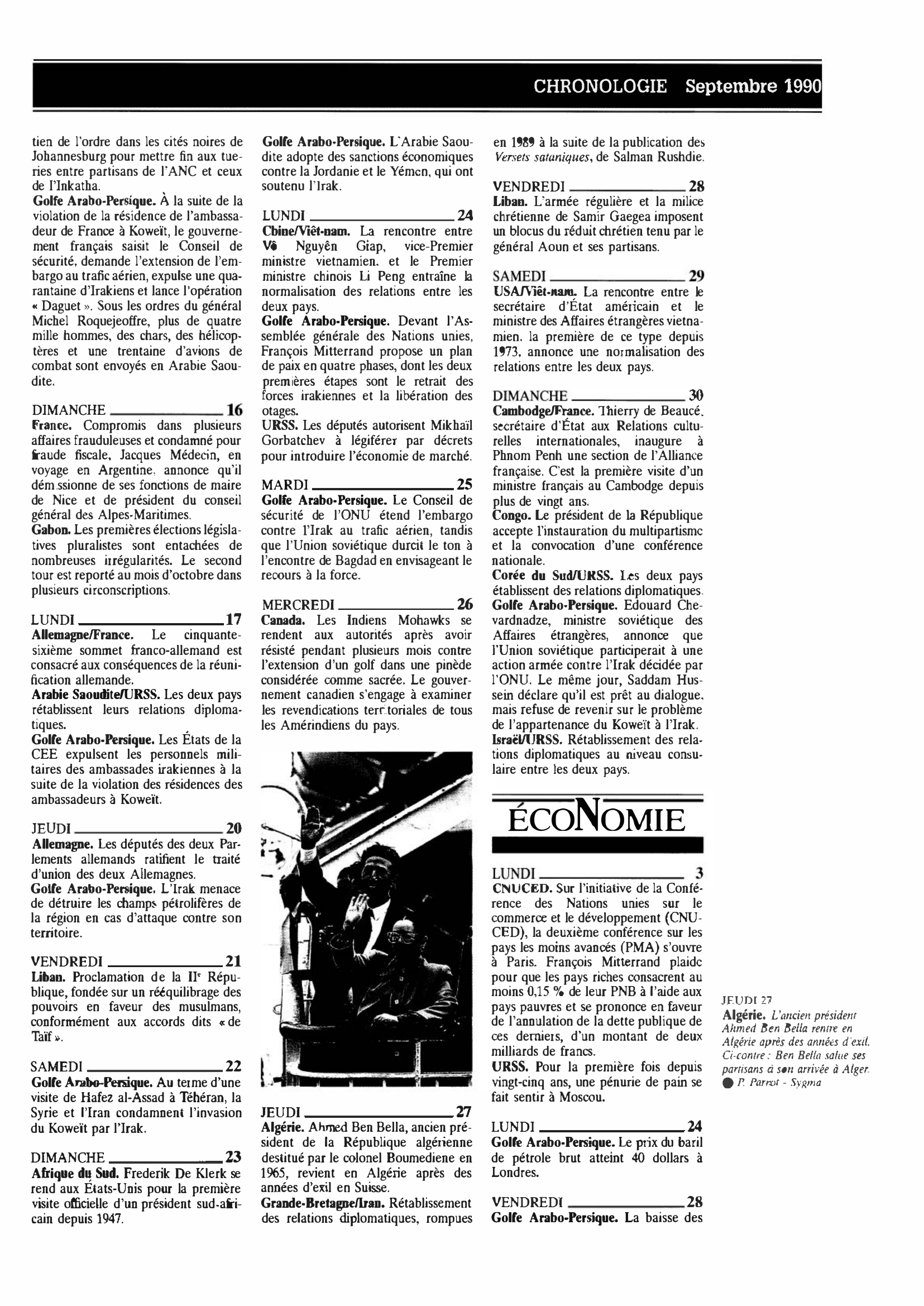 Prévisualisation du document CHRONOLOGIE Septembre 1990 dans le monde (histoire chronologique)