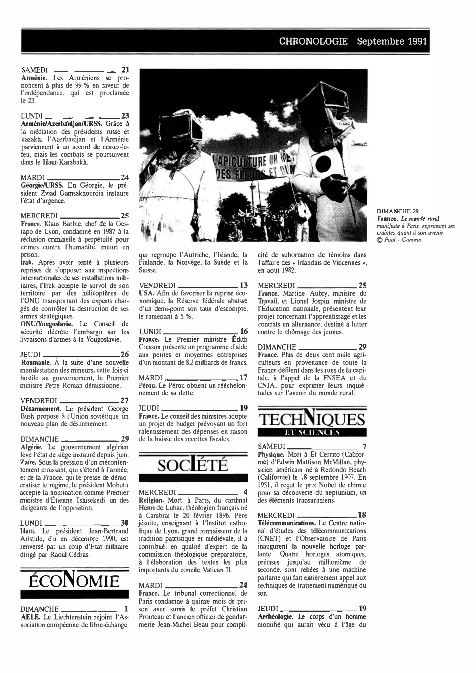 Prévisualisation du document CHRONOLOGIE Septembre 1991 dans le monde (histoire chronologique)