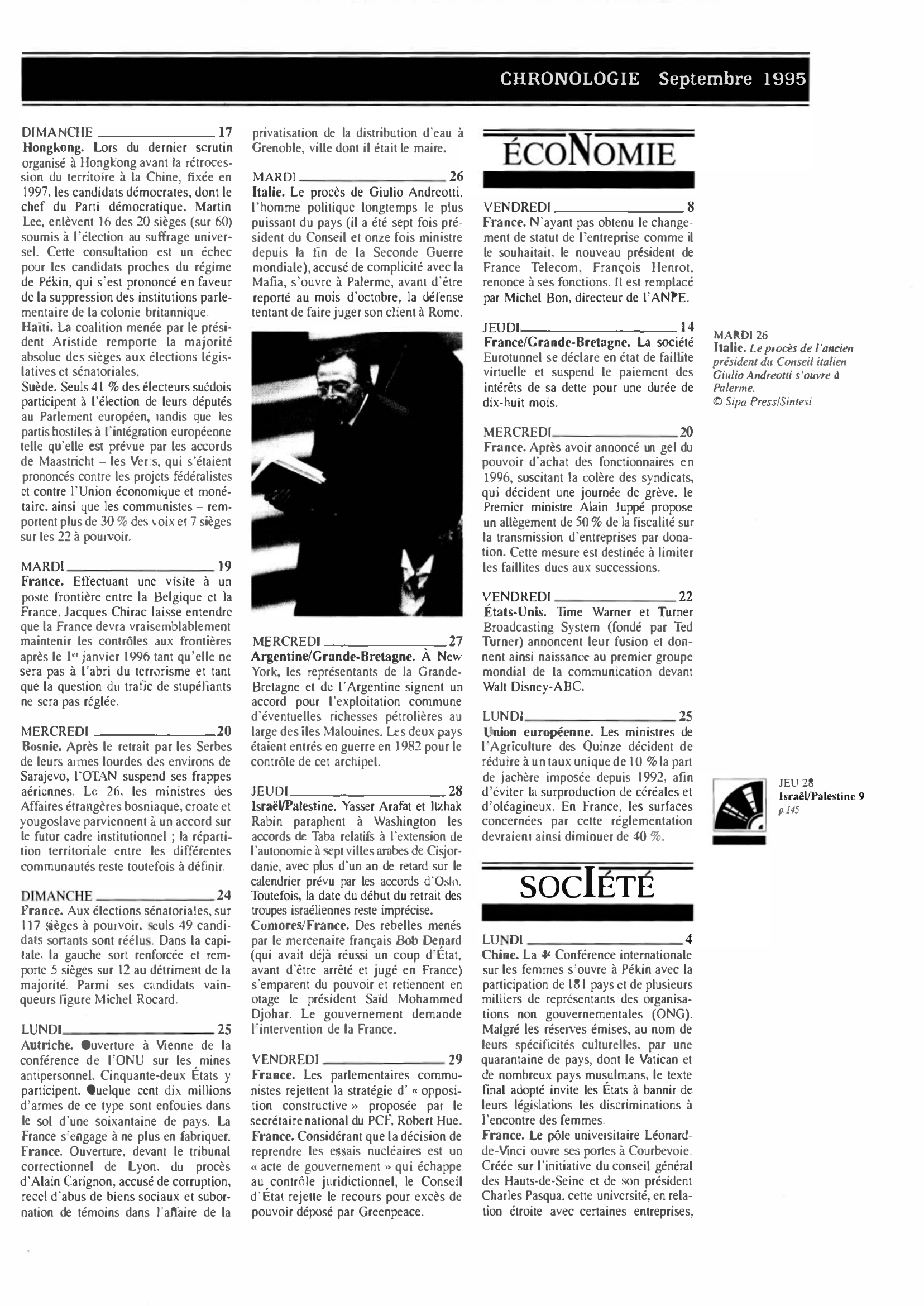 Prévisualisation du document CHRONOLOGIE Septembre 1995 dans le monde (histoire chronologique)