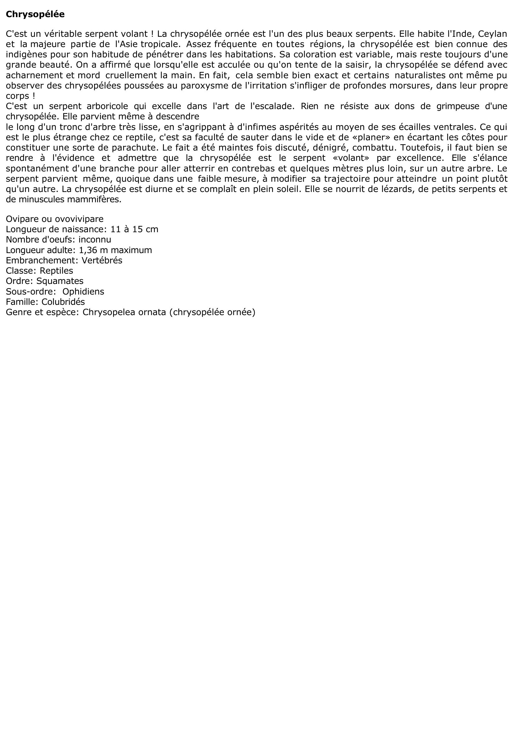 Prévisualisation du document Chrysopélée
