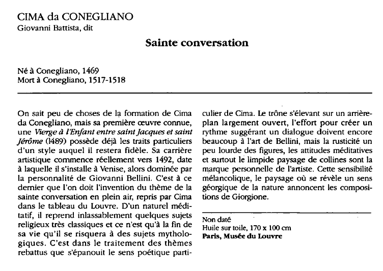 Prévisualisation du document CIMA da CONEGLIANOGiovanni Battista, dit:Sainte conversation  (analyse du tableau).