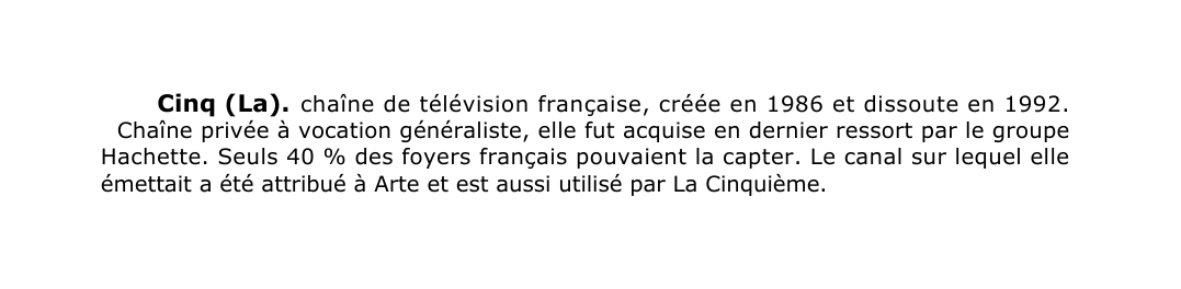 Prévisualisation du document Cinq (La).