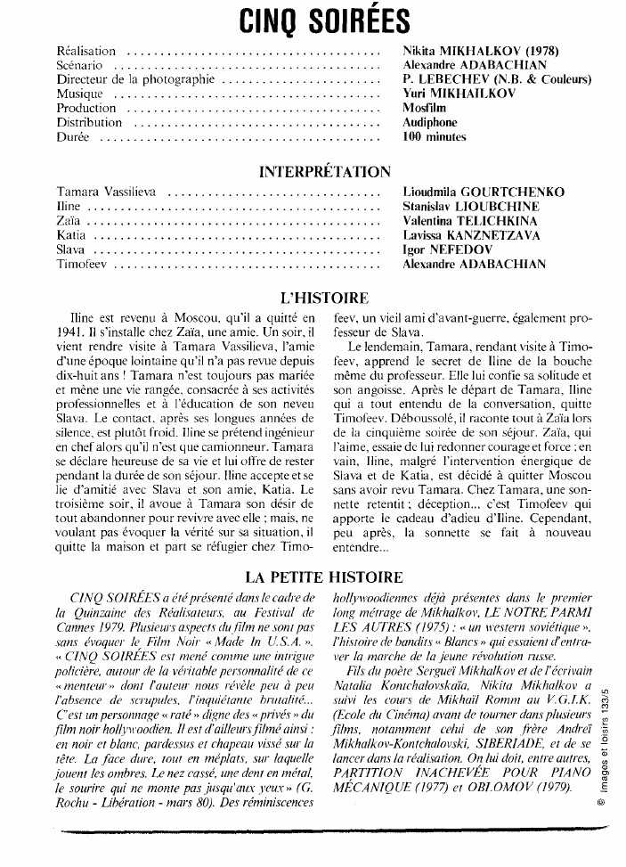 Prévisualisation du document CINQ SOIRÉES