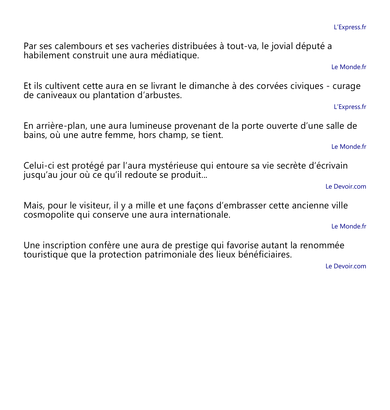 Prévisualisation du document Citations avec aura, nom féminin.