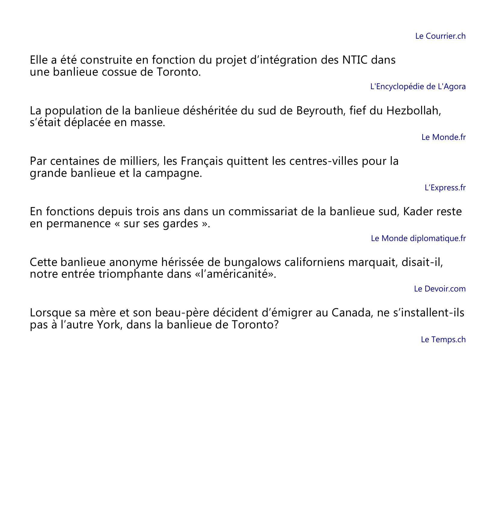 Prévisualisation du document Citations avec banlieue, nom féminin.