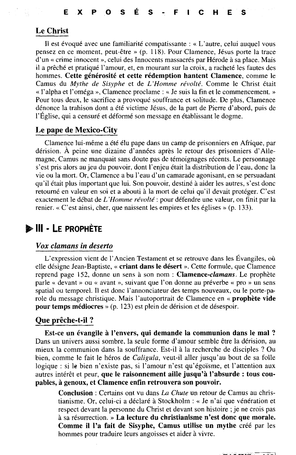 Prévisualisation du document Clamence et le Christ, ou un prophète pour temps médiocres (Camus)