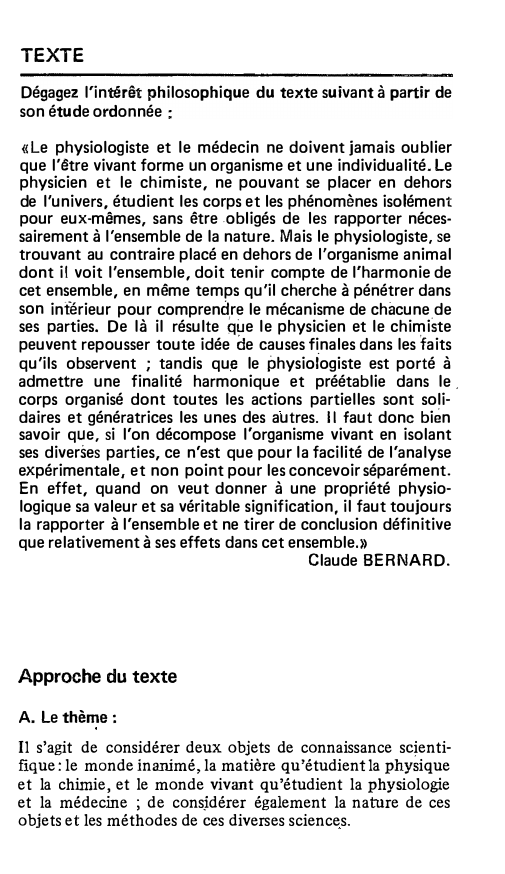Prévisualisation du document Claude BERNARD: Quelle est la nature particulière de l'être vivant par opposition à l'objet inanimé ?
