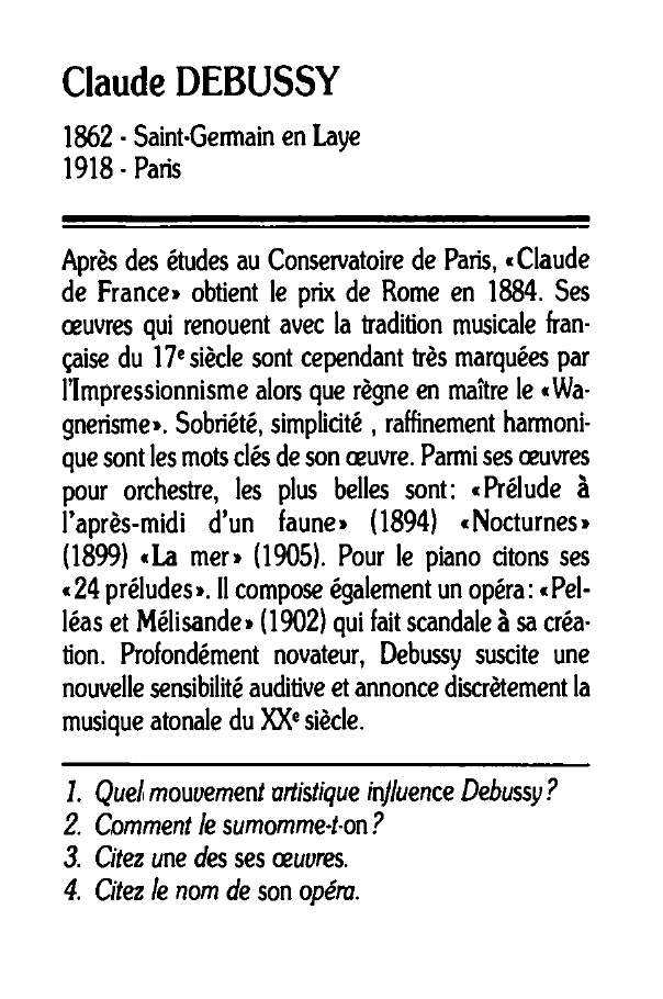 Prévisualisation du document Claude DEBUSSY