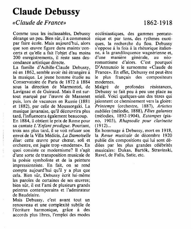 Prévisualisation du document Claude Debussy«Claude de France».