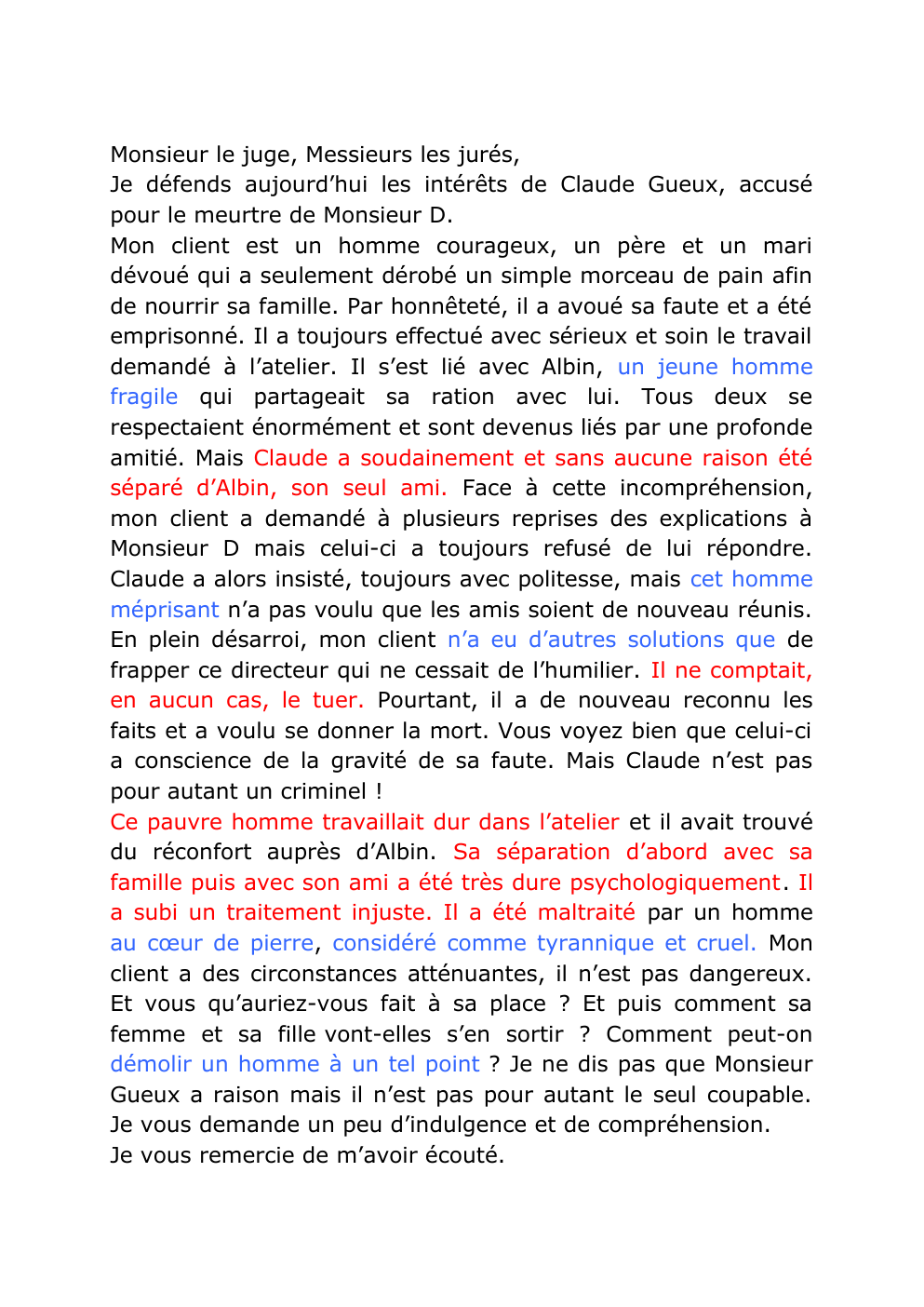 Prévisualisation du document Claude Gueux: lettre de défense