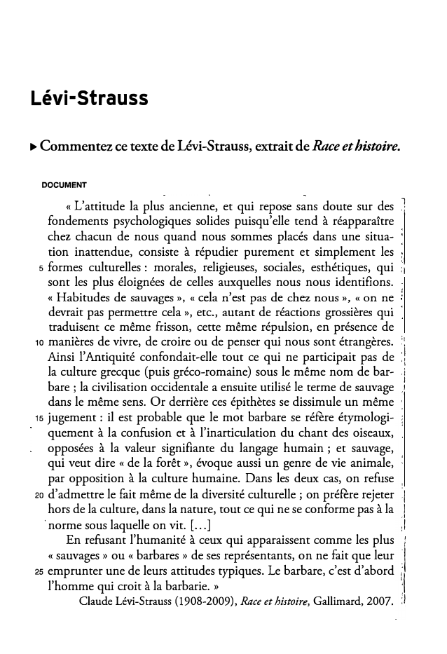 Prévisualisation du document Claude Lévi-Strauss (1908-2009), Race et histoire - commentaire