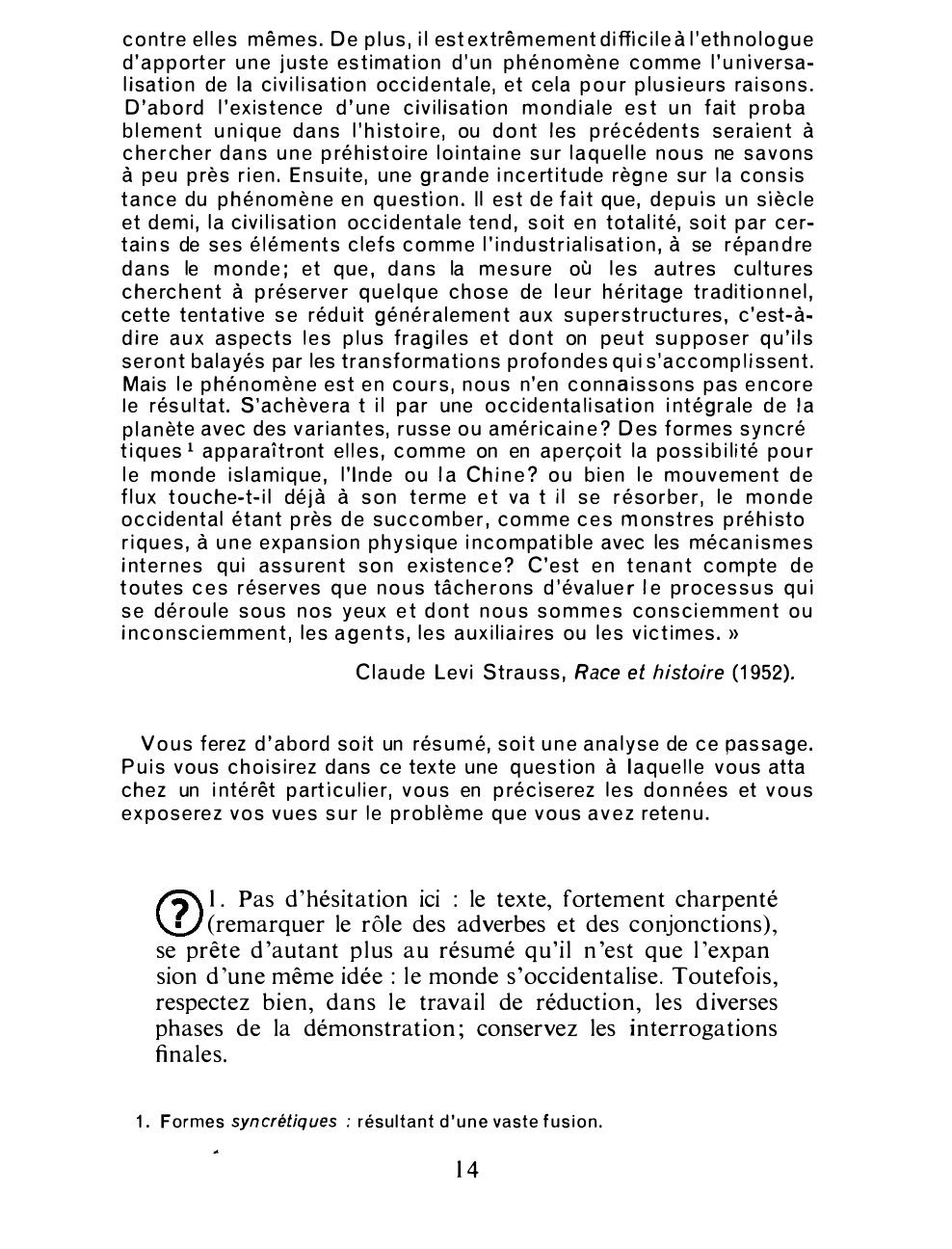 Prévisualisation du document Claude Levi Strauss, Race et histoire (1952). Commentaire composé