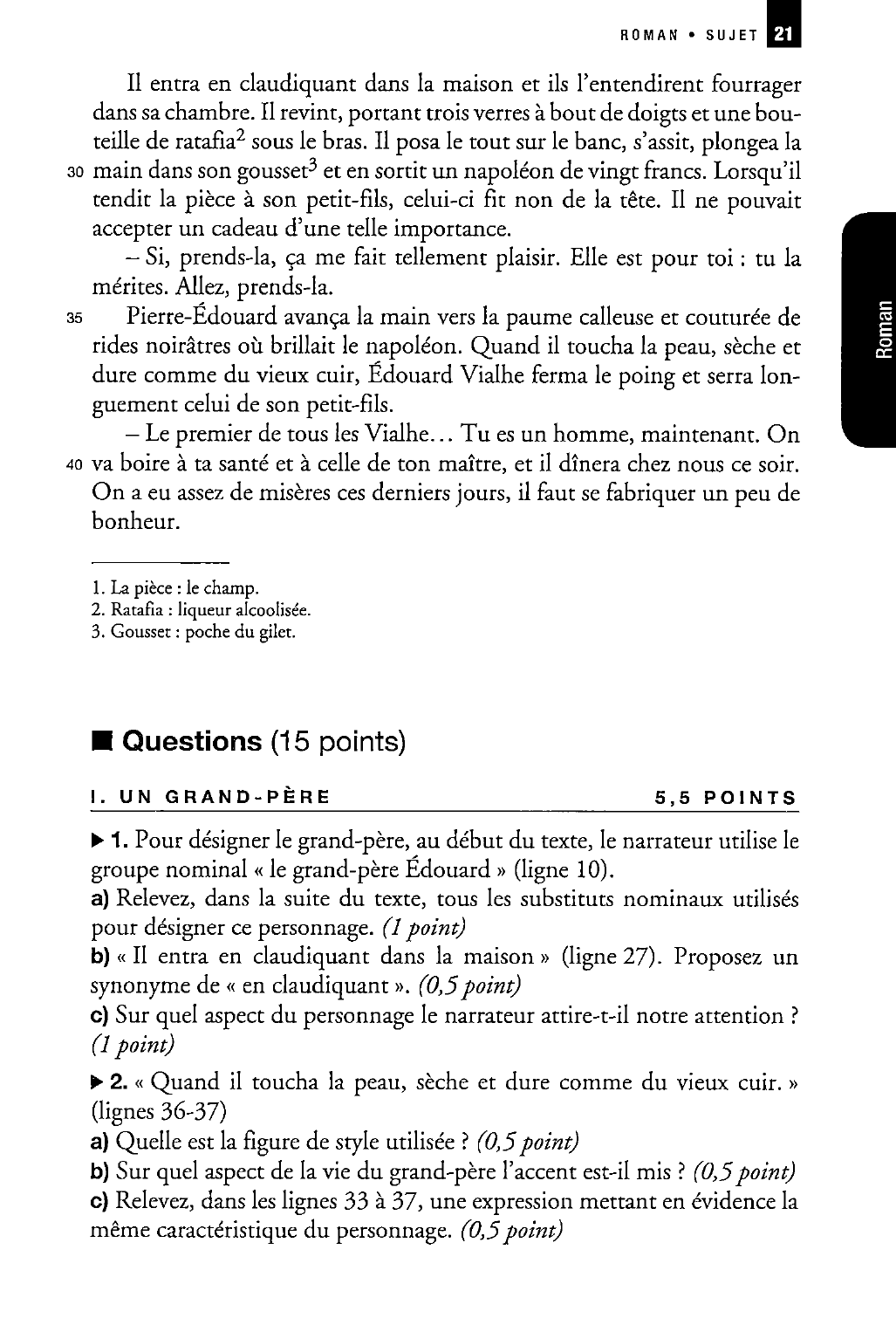 Prévisualisation du document Claude Michelet  Des grives aux loups - Sujet non corrigé