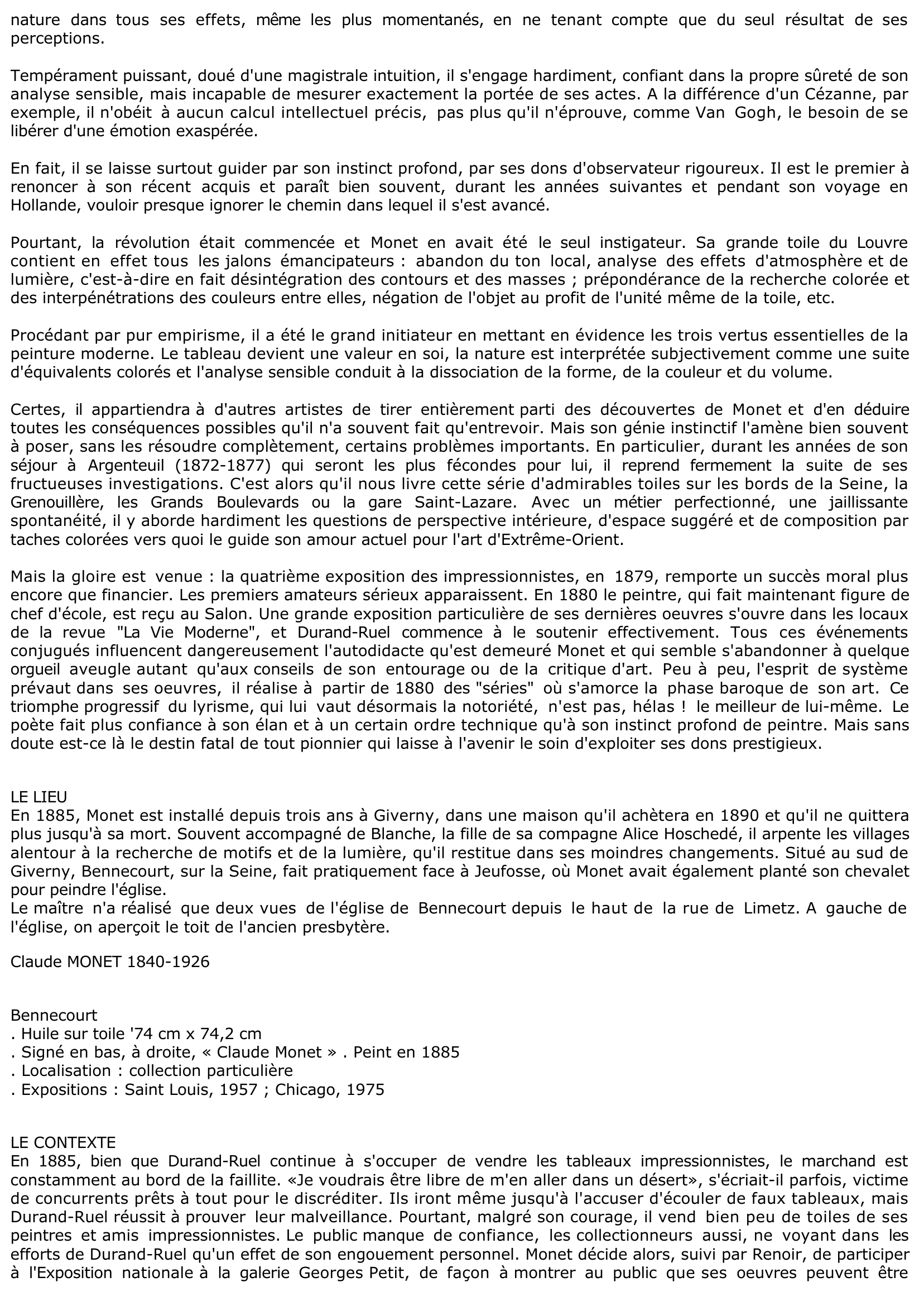 Prévisualisation du document Claude MONET: BENNECOURT