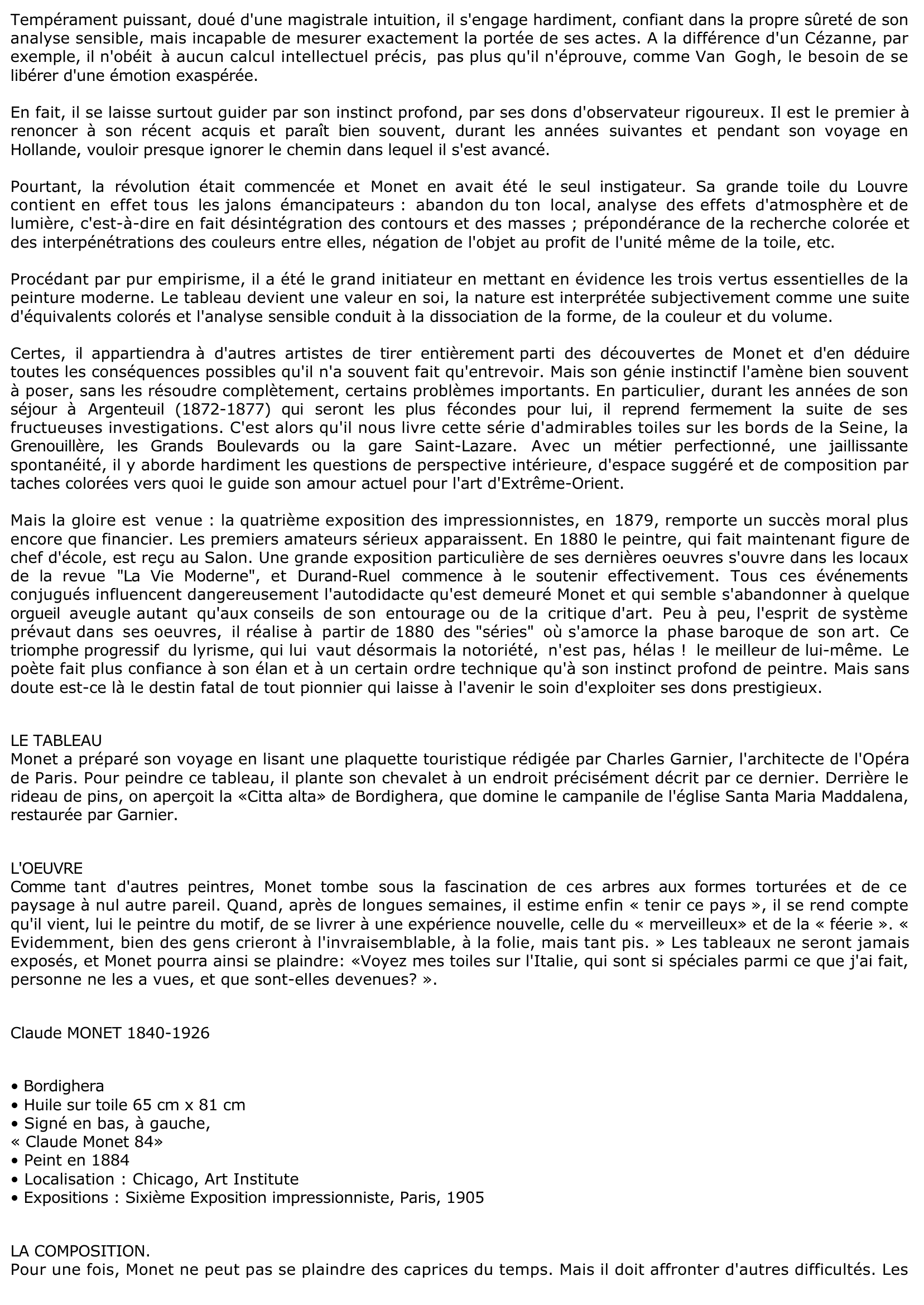 Prévisualisation du document Claude MONET: BORDIGHERA