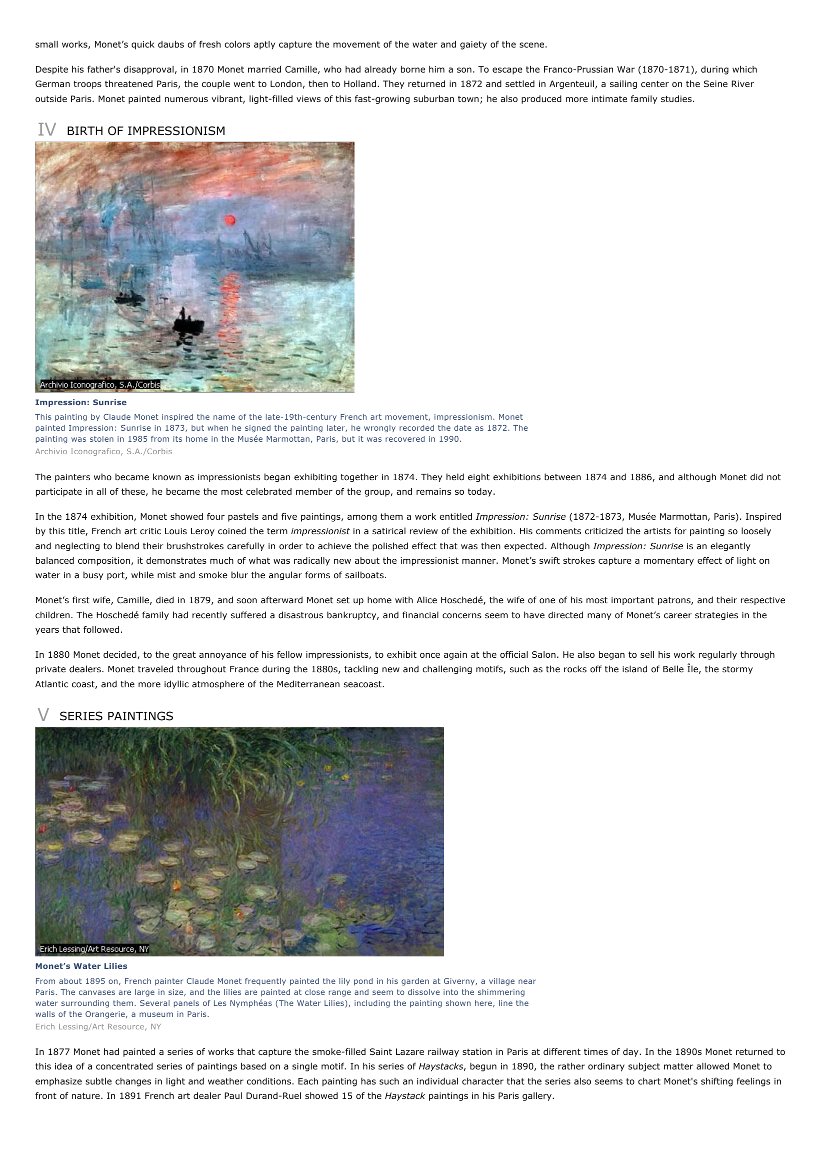 Prévisualisation du document Claude Monet
I

INTRODUCTION

Monet's Gardens at Giverny
From 1890 until his death in 1926, Claude Monet lived and painted in the small village of Giverny, near Paris.