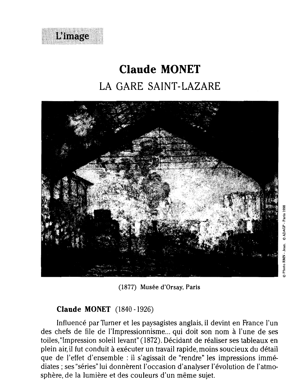 Prévisualisation du document Claude MONET: LA GARE SAINT-LAZARE