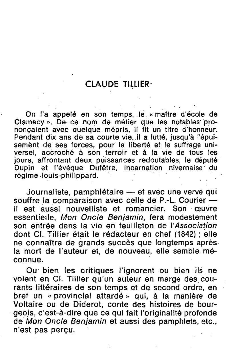 Prévisualisation du document CLAUDE TILLIER