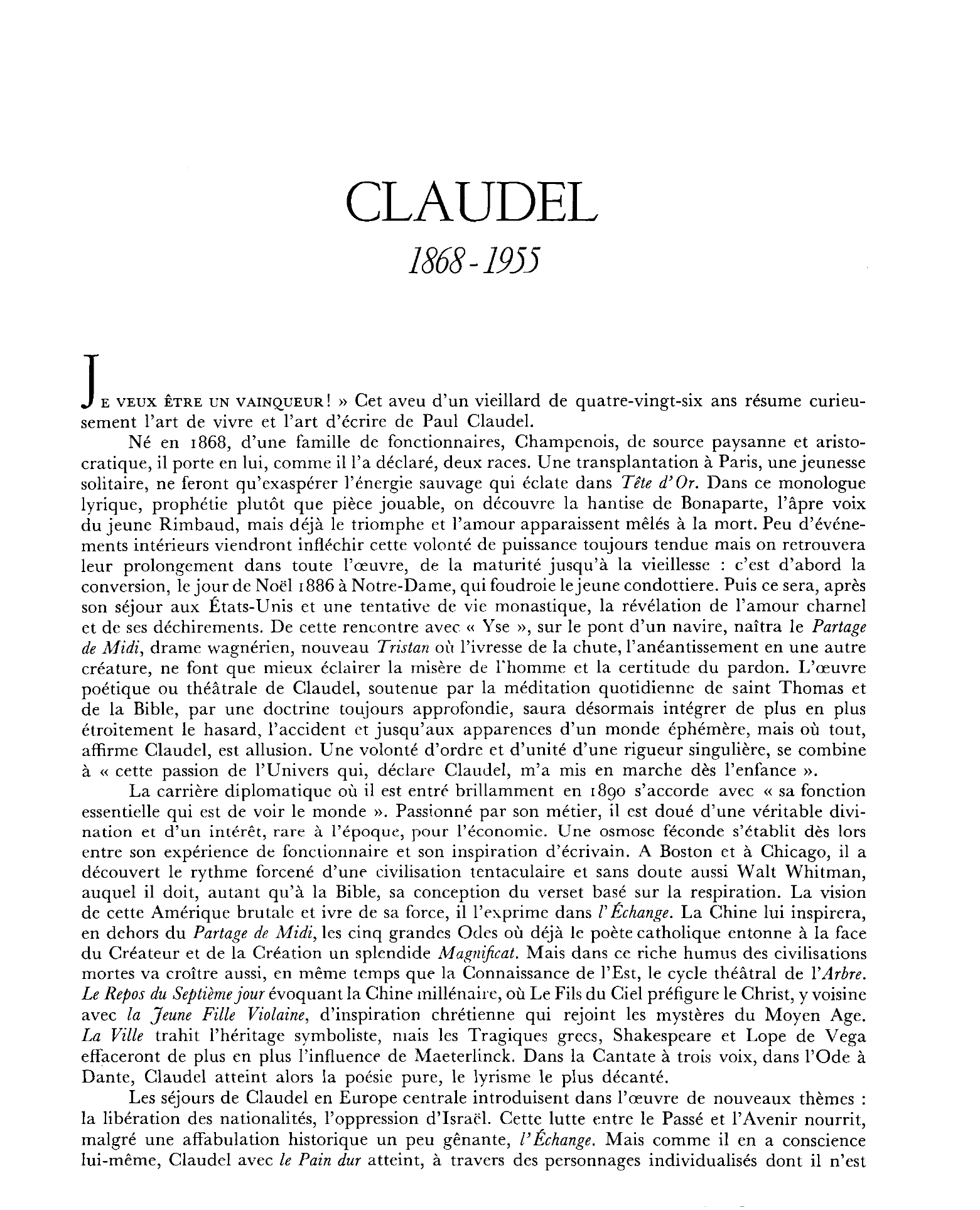 Prévisualisation du document Claudel, Paul