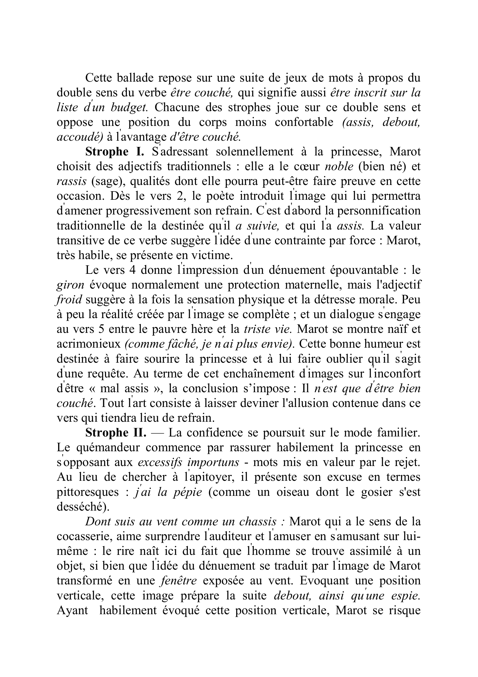 Prévisualisation du document Clément Marot - A Madame d'Alençon; pour être couché en son état