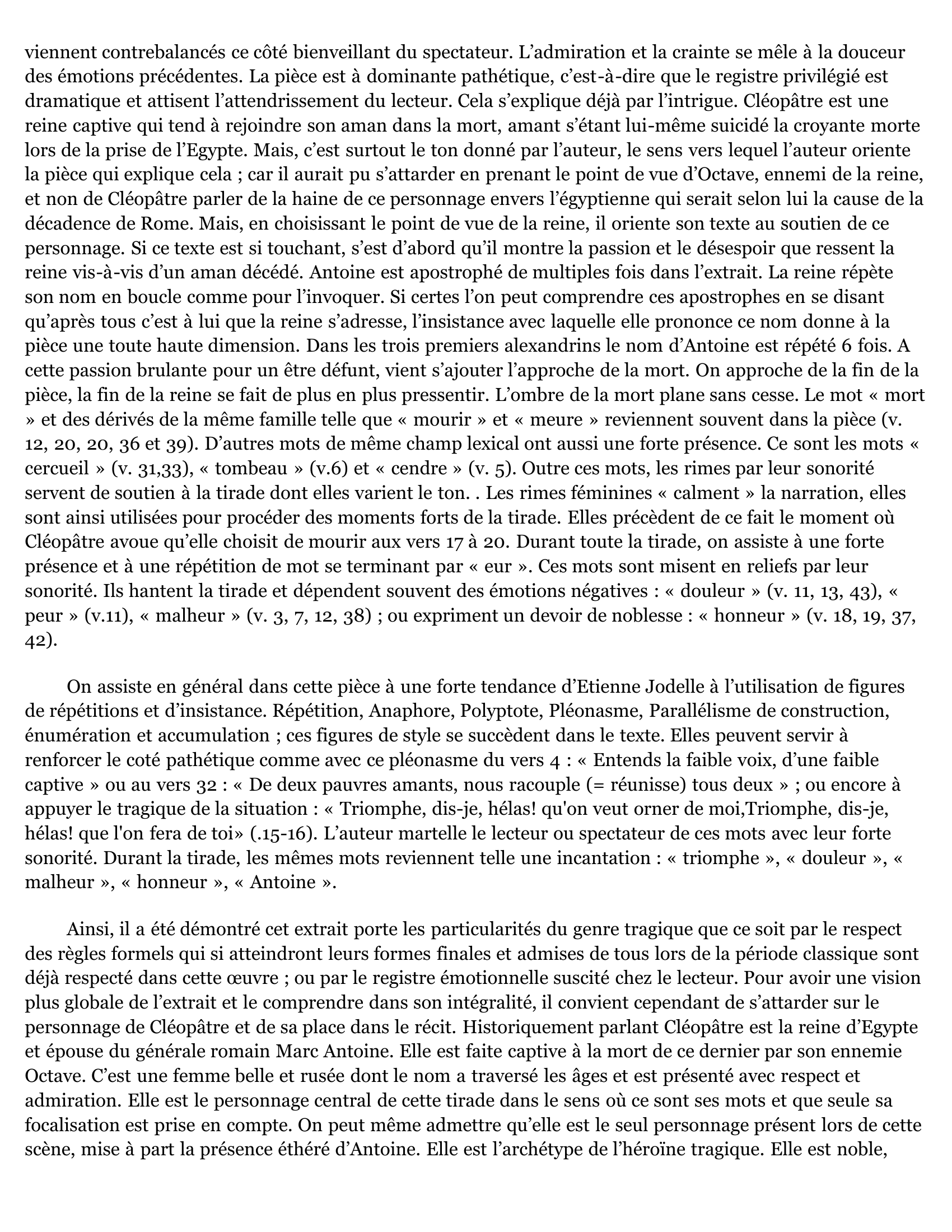 Prévisualisation du document Cléopâtre Captive (commentaire Composé)