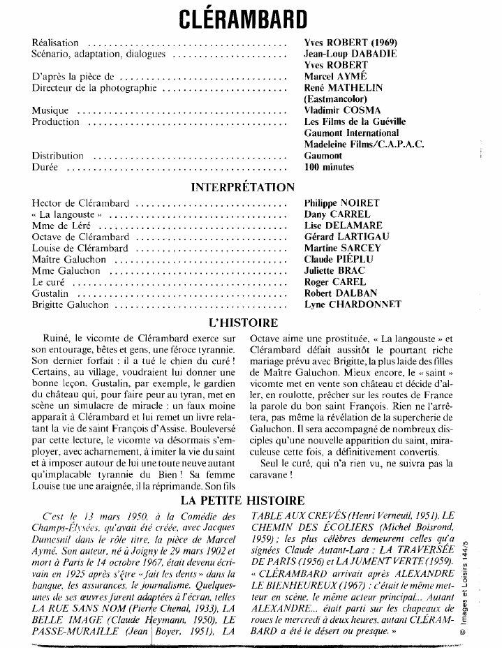 Prévisualisation du document CLÉRAMBARD