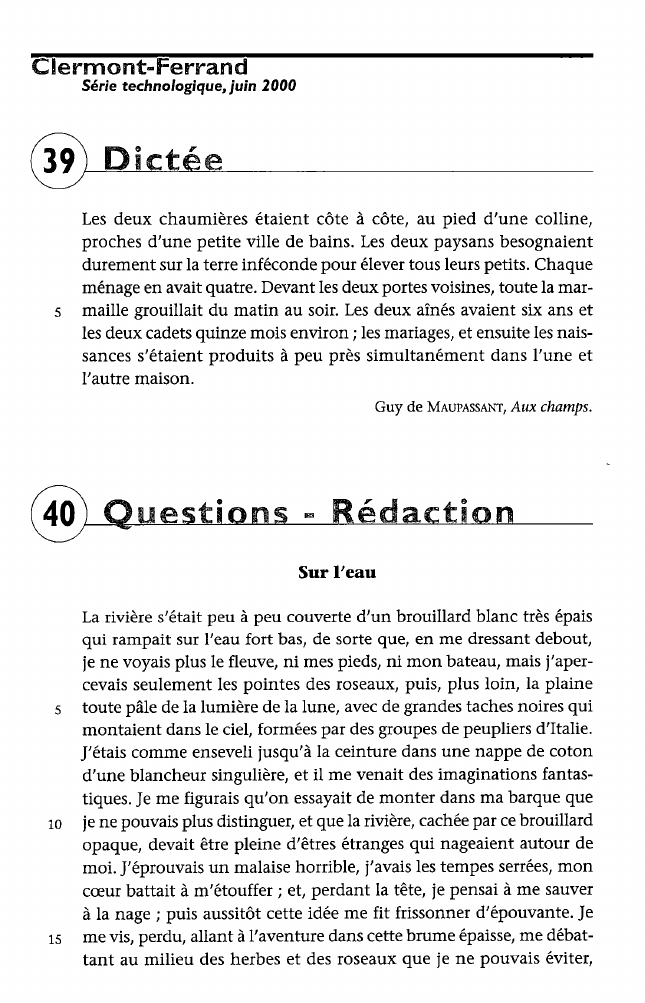 Prévisualisation du document Clermont-Ferrand - Série technologique, juin 2000
